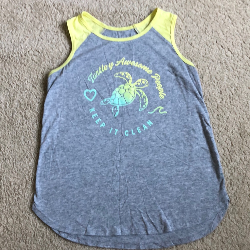 Justice gray and yellow tank with turtle